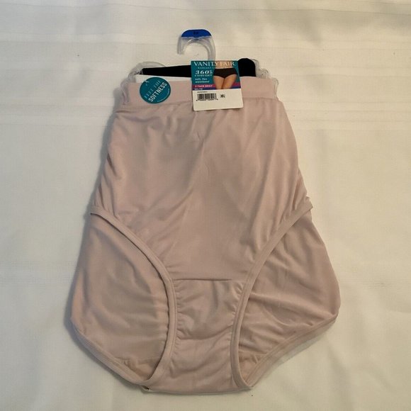VANITY FAIR RADIANT 3 PK Brief Panties 360 Comf #3413245 Blk/Bge/Wh 5XL-12 NWT* - Picture 2 of 3